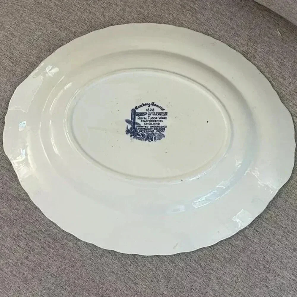 Vintage Royal Tudor Ware England Coaching Taverns 1828 Serving Oval Platter Tray - Picture 4 of 4